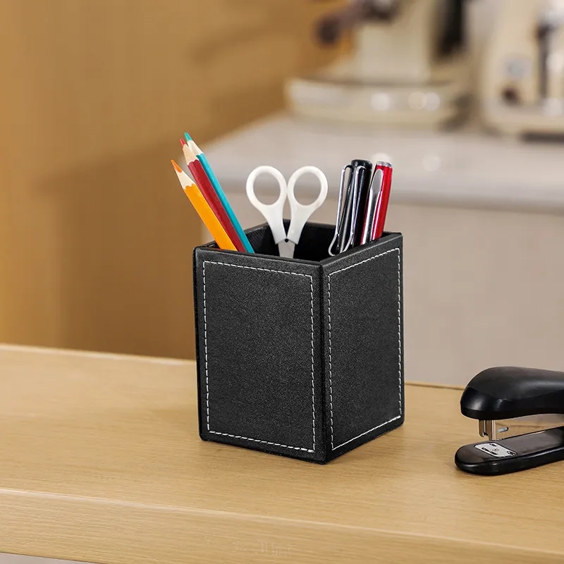 PU Leather Square Pen And Pencil Holder 5