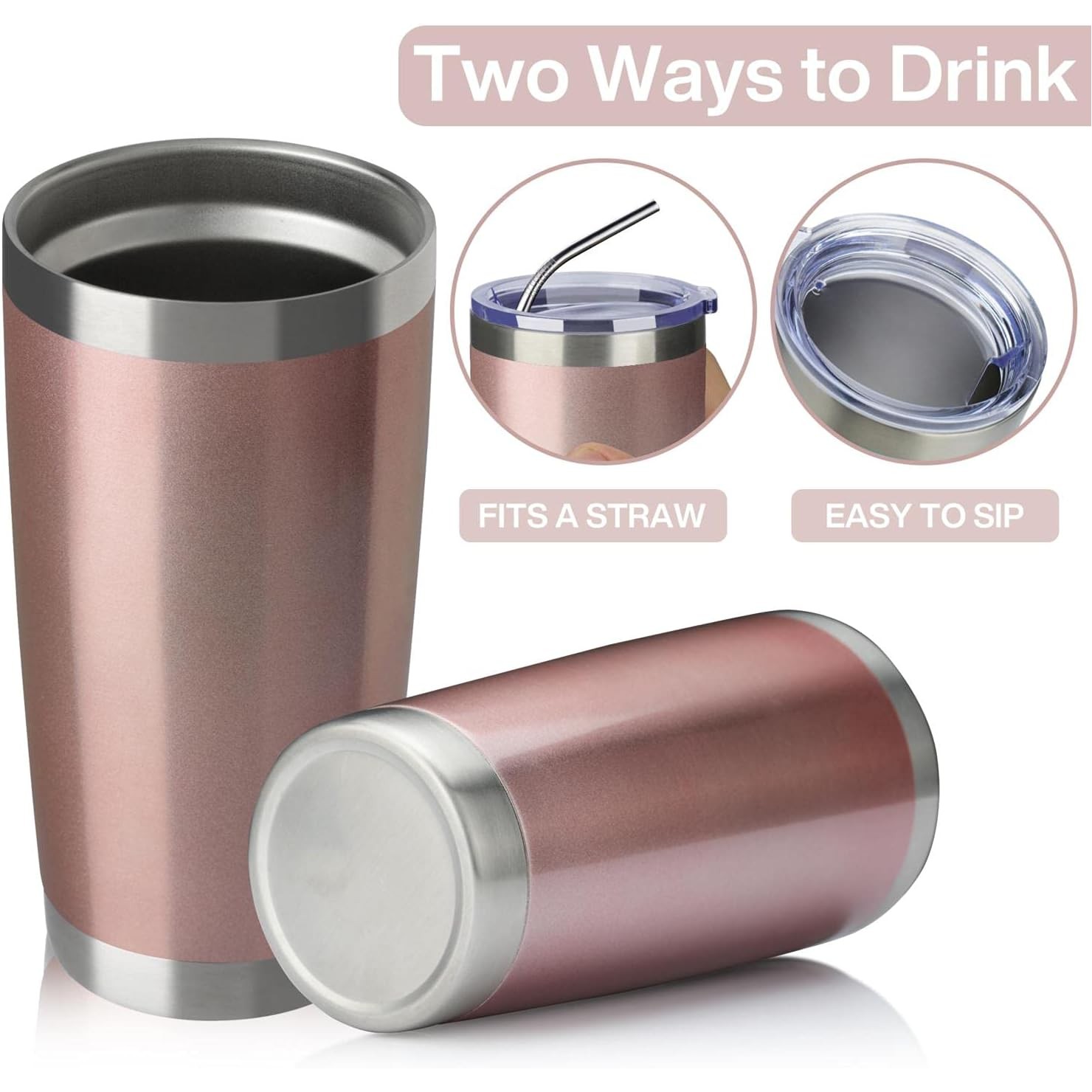 Insulated Travel Tumblers 20 Oz Stainless Steel Tumbler Cup with Lid and Straw Powder Coffee Mug 3