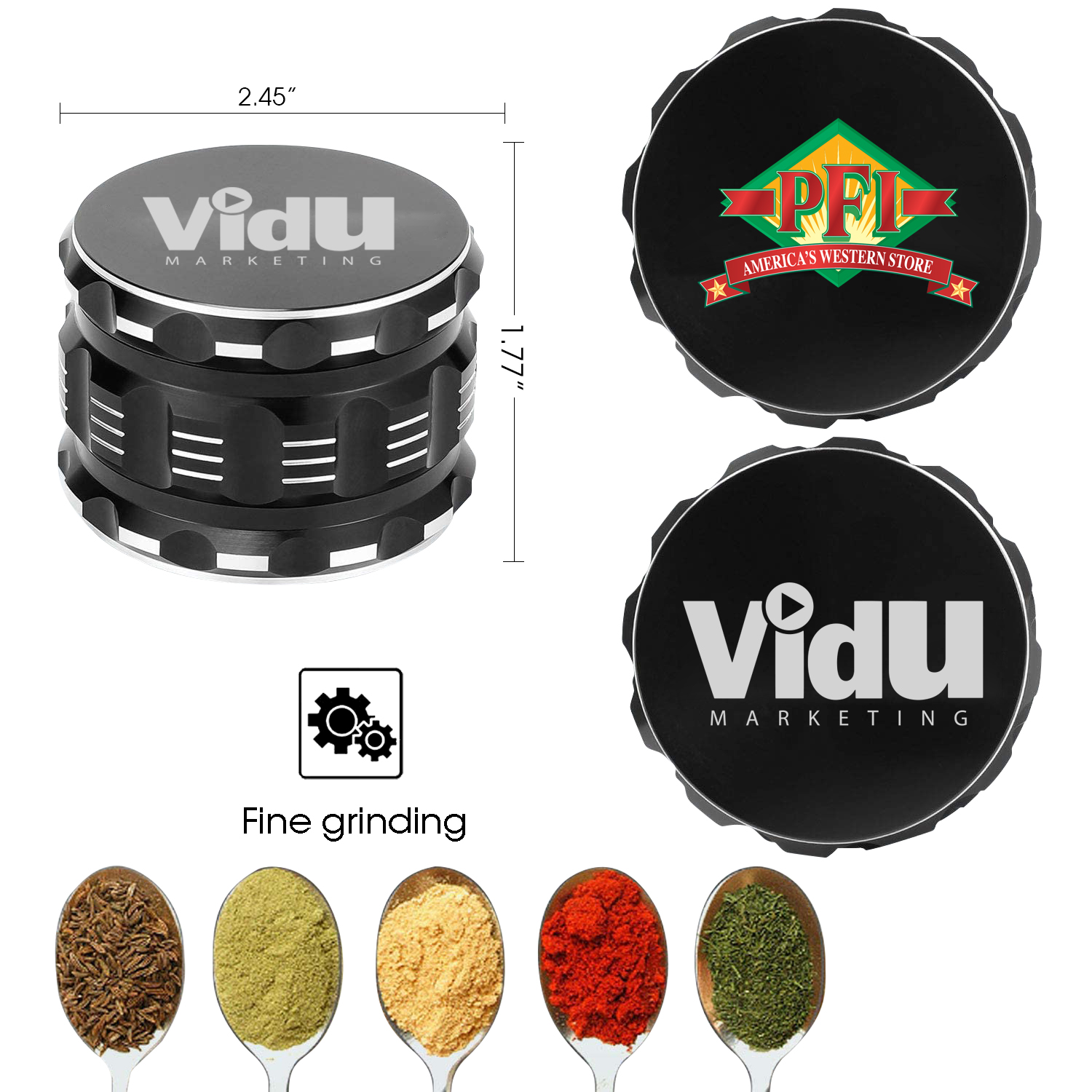 Premium Aluminum Alloy Herb Grinder – 2.45" 4-Piece Metal Design with Pollen Catcher 2