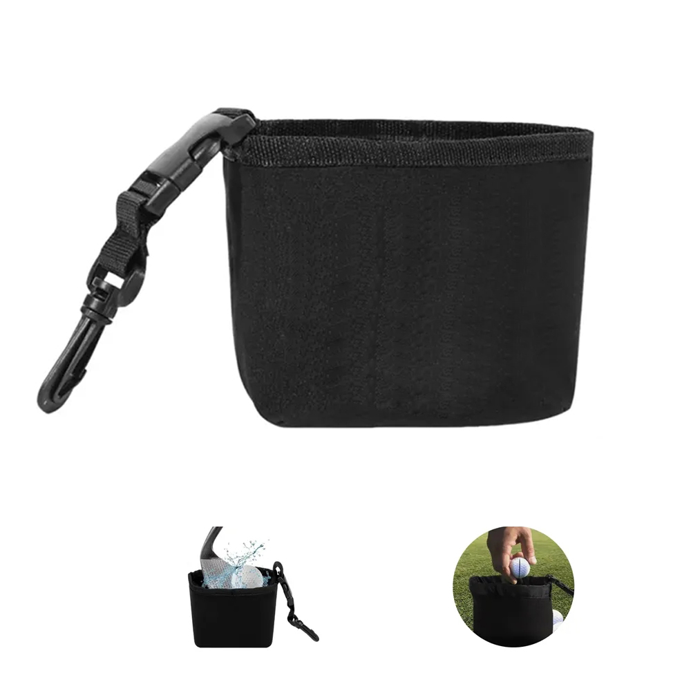 Neoprene Golf Ball Towel Pouch with Hanging Clip 2