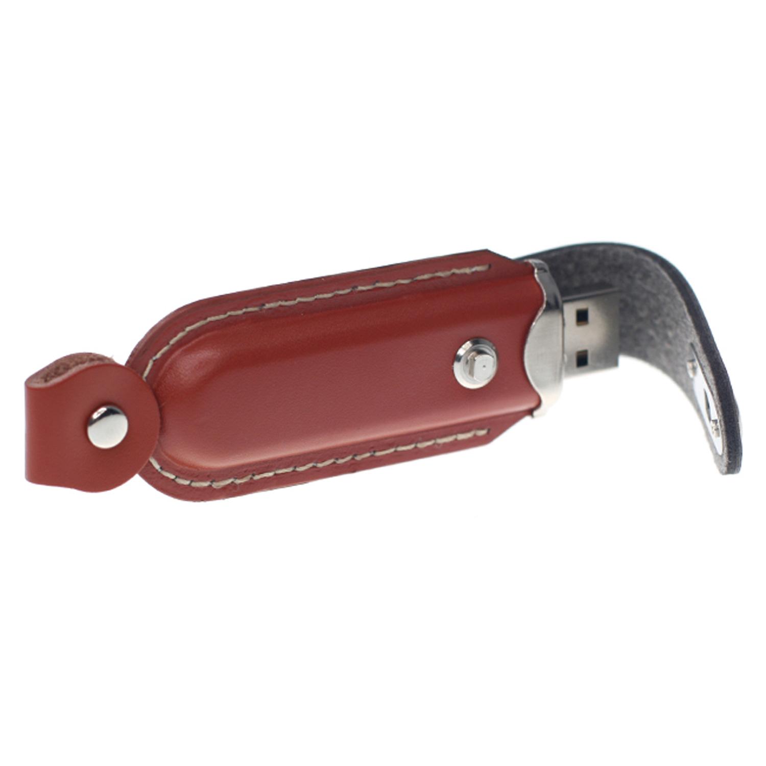 Leather USB Drive with Snap Fastener and Keyloop 7