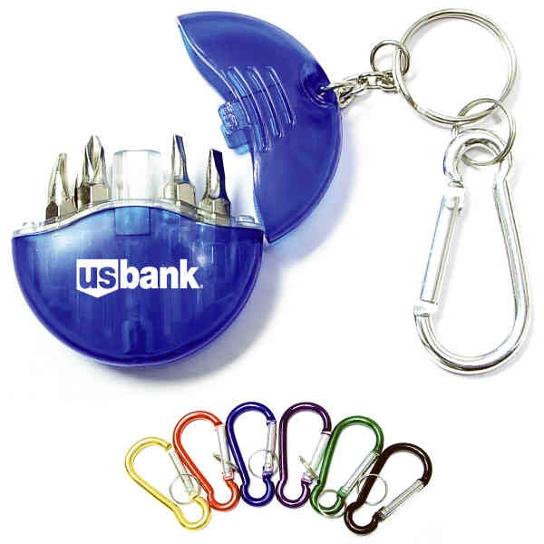 Mini 4-in-1 Screwdriver tool set with split keychain