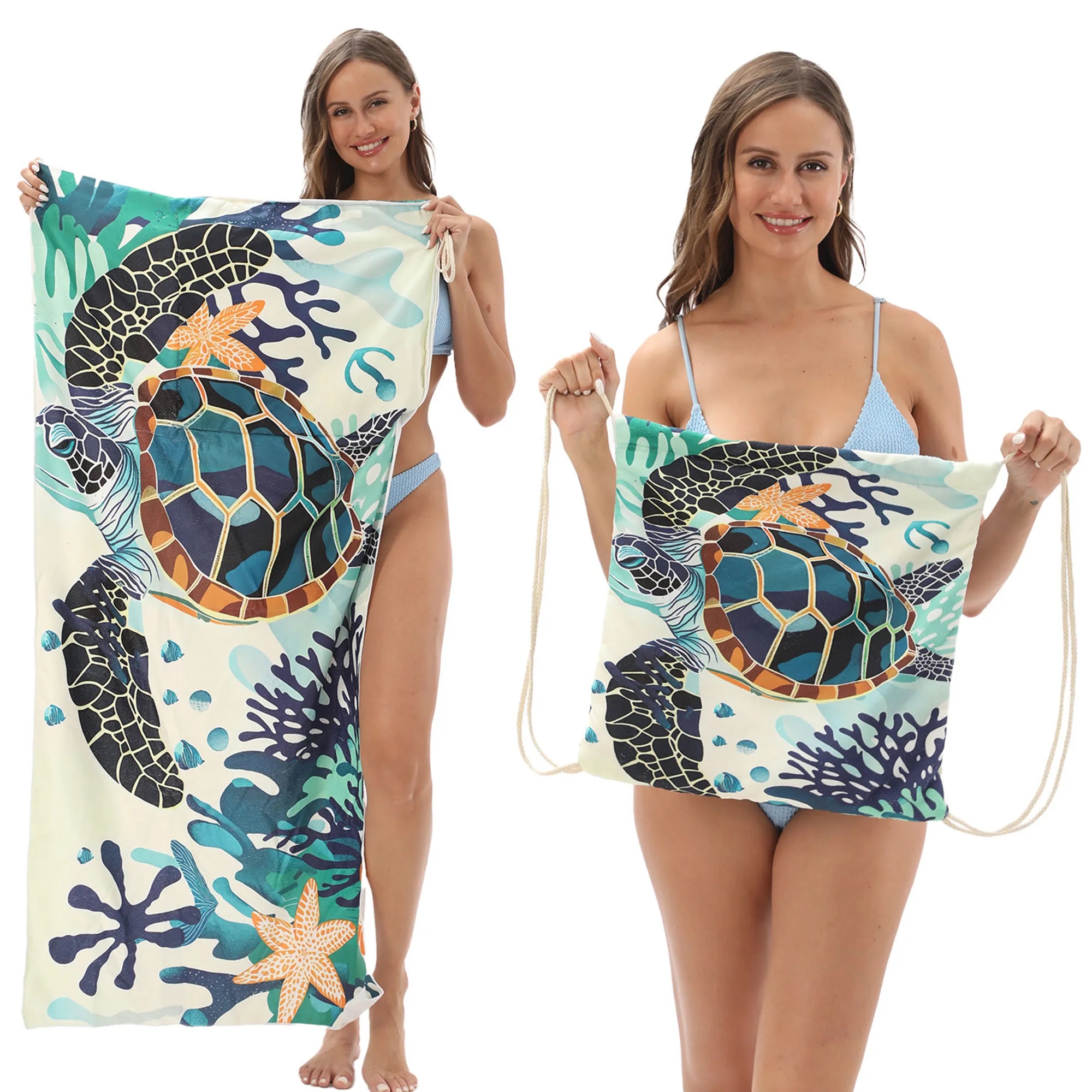 Versatile 2-In-1 Foldable Beach Towel With Storage Bag 9