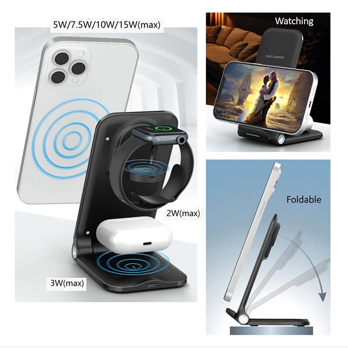 Foldable Wireless Charger 3 In 1 3