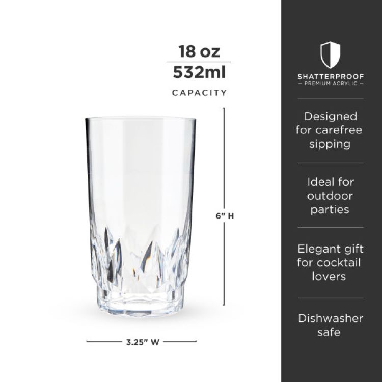 Viski® Shatterproof Acrylic Highball Tumbler, set of 4 6