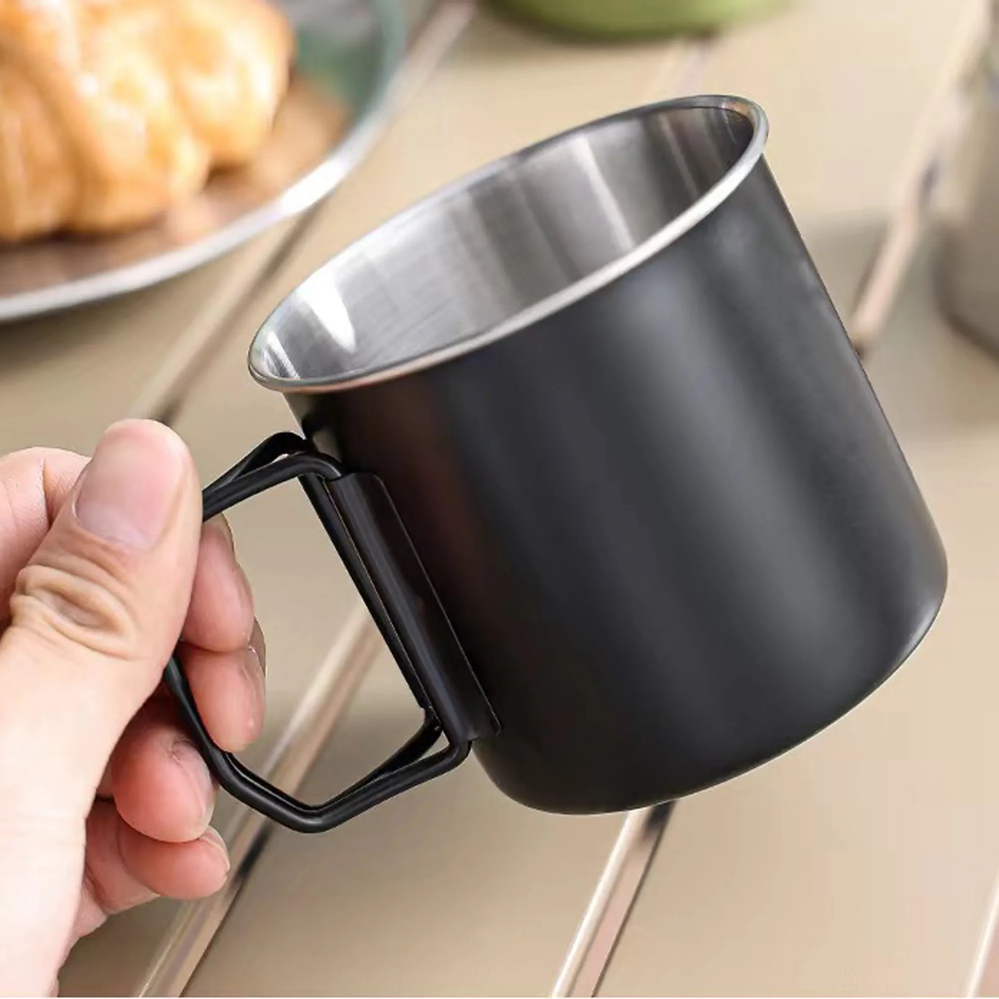 10oz Outdoor Camping Mug With Folding Handle MOQ50pcs 4