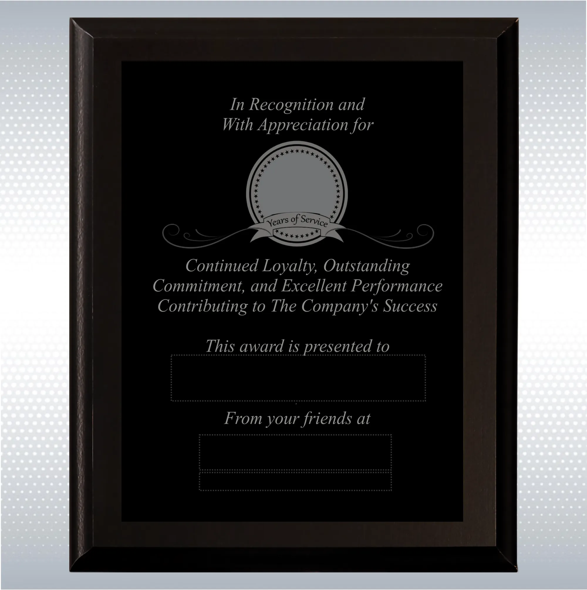 Black Matte Personalized Years of Service Gift Award Plaque 3