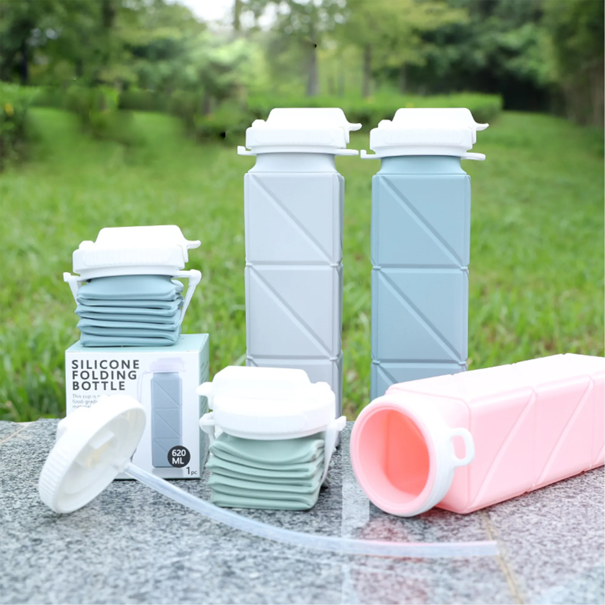 MOQ50 Foldable Silicone Water Bottle 2