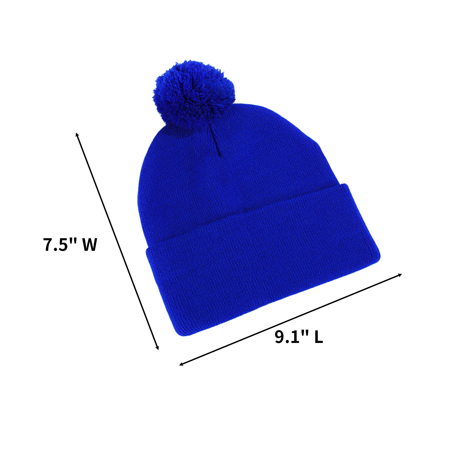 Acrylic Knit Cuff Beanie With Pom 9.1 x 7.5" 10