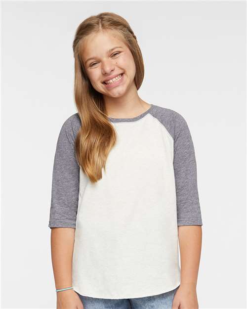 Youth Baseball Fine Jersey Three-Quarter Sleeve Tee - 6130 5