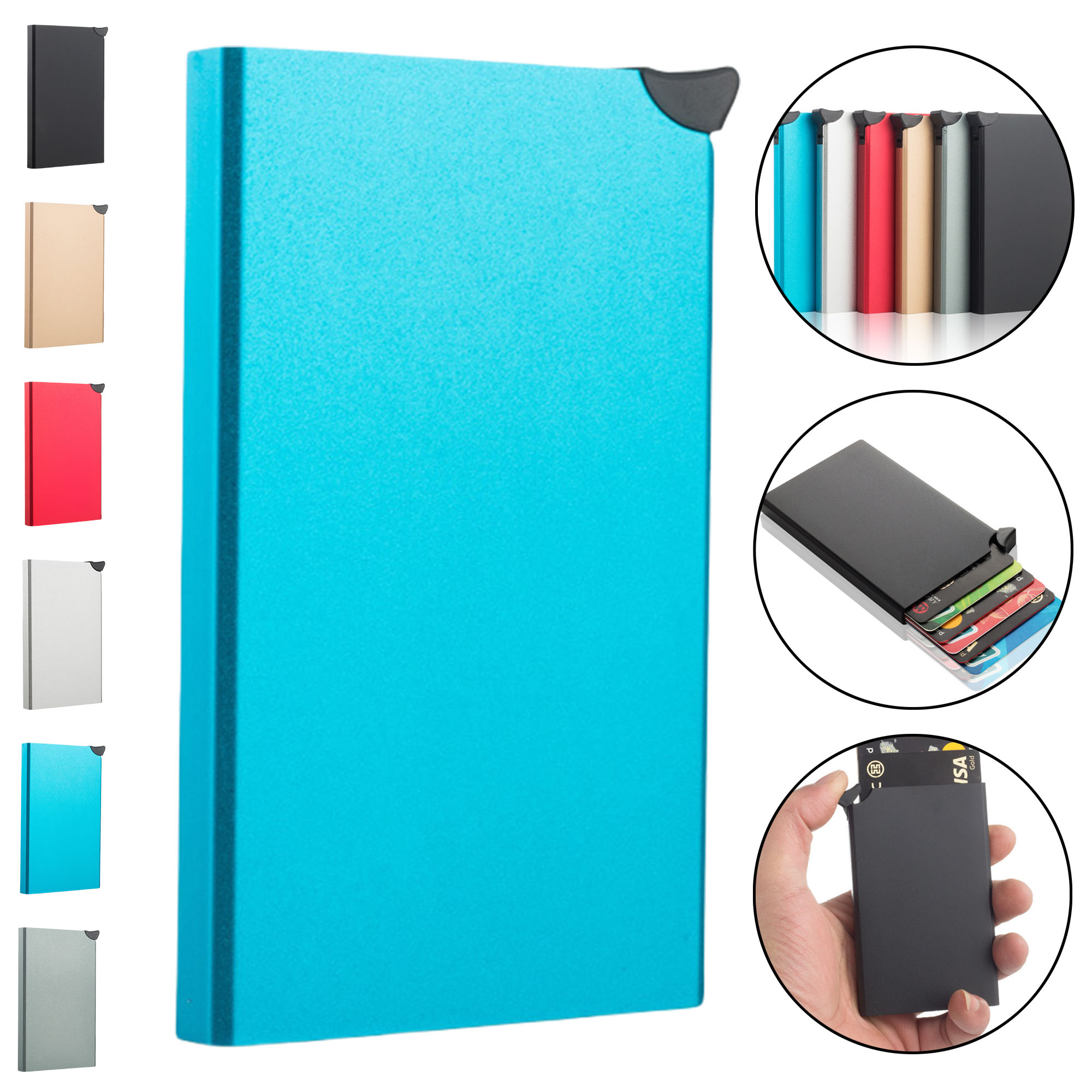 Aluminum RFID Blocking Credit Card Holder with Snap Closure 8