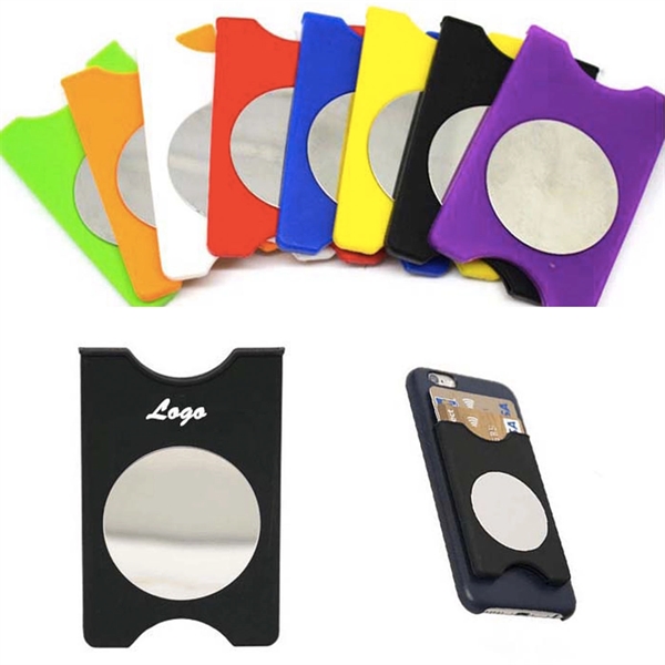 Adhesive Silicone Phone Wallet with Mirror