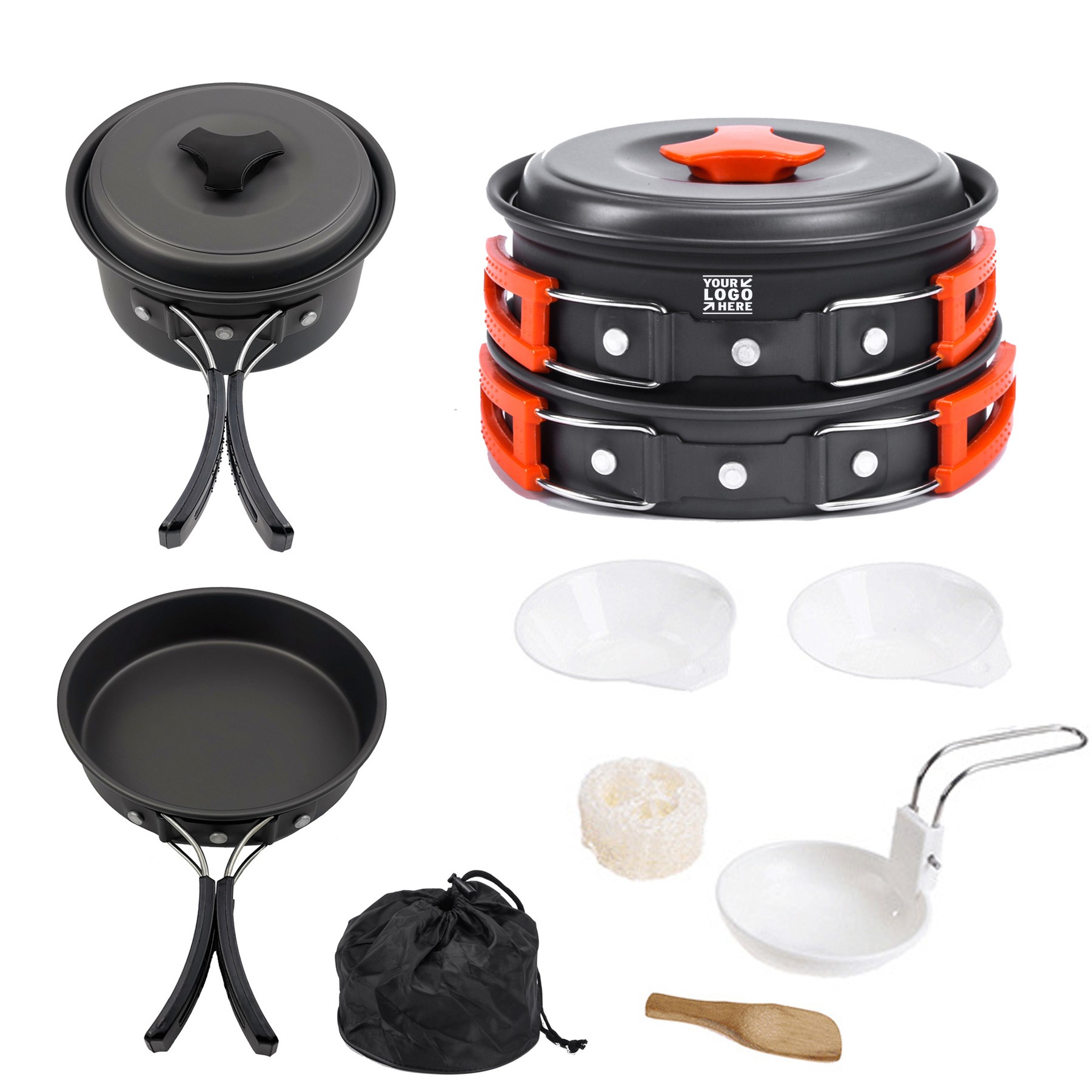Hiking Outdoors Gear 1-2 People Lightweight Compact Backpacking Camping Cookware Mess Kit 2