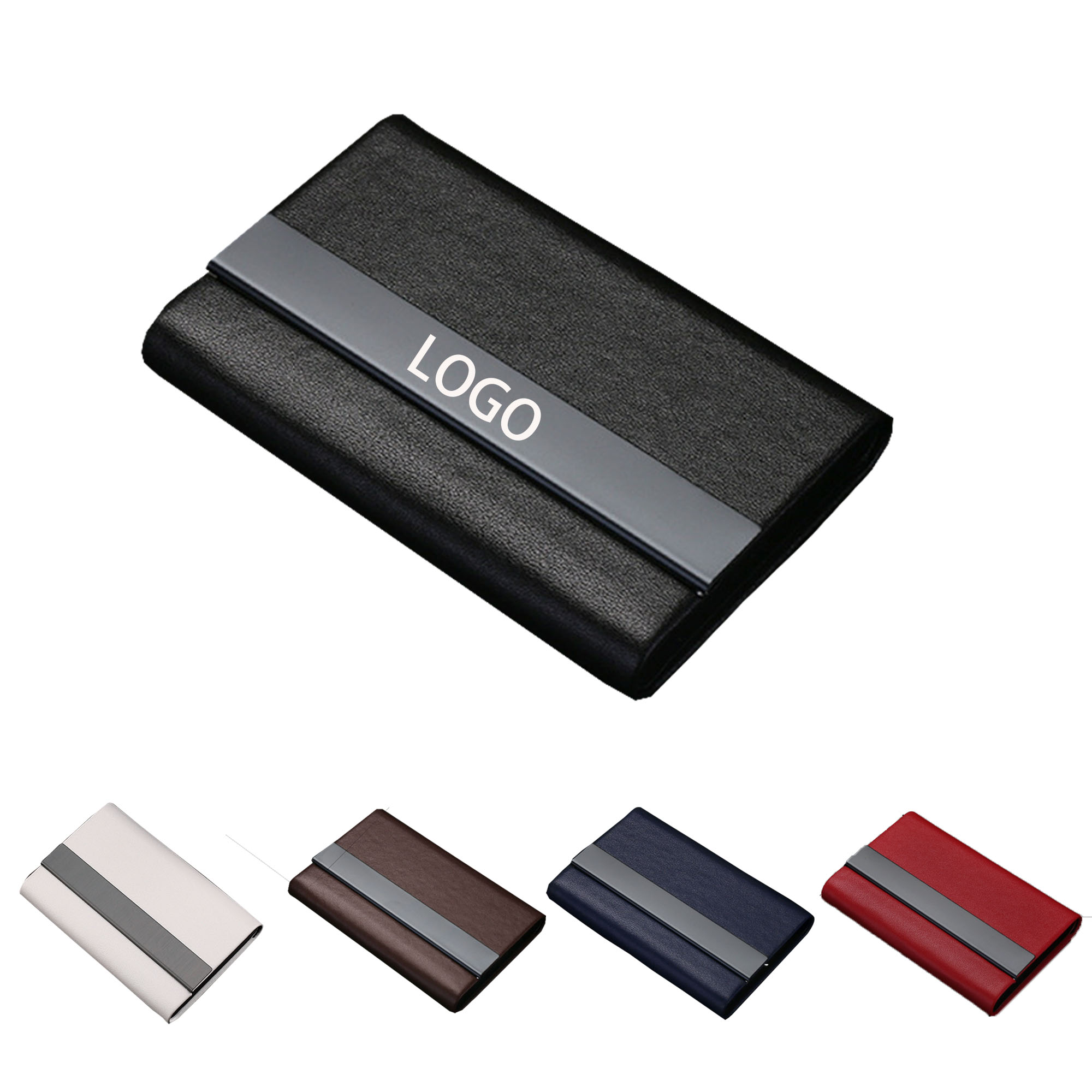 Titanium Black Microfiber Business Card Holder 3