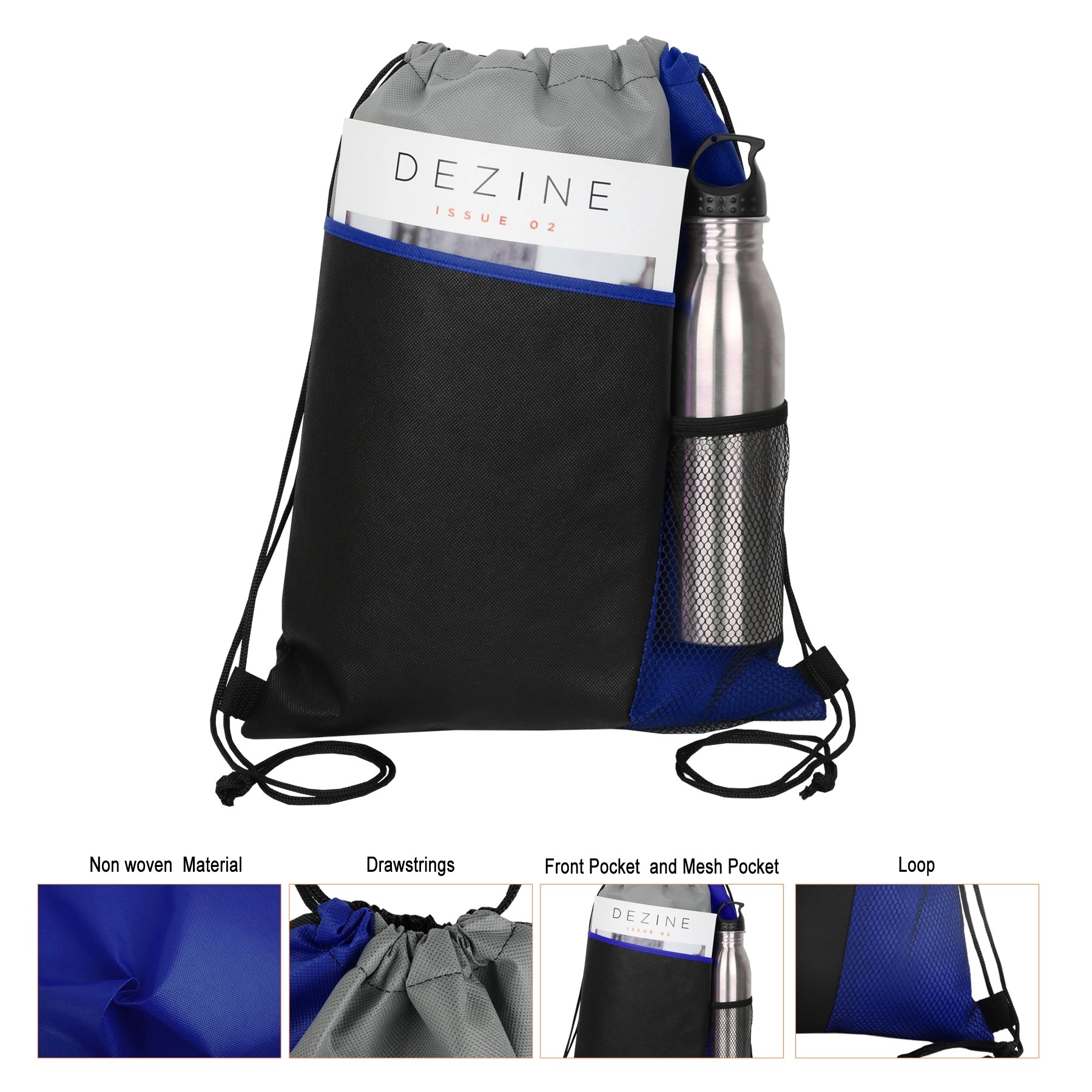 Tri-colored Mesh Pocket Drawstring Backpacks 1