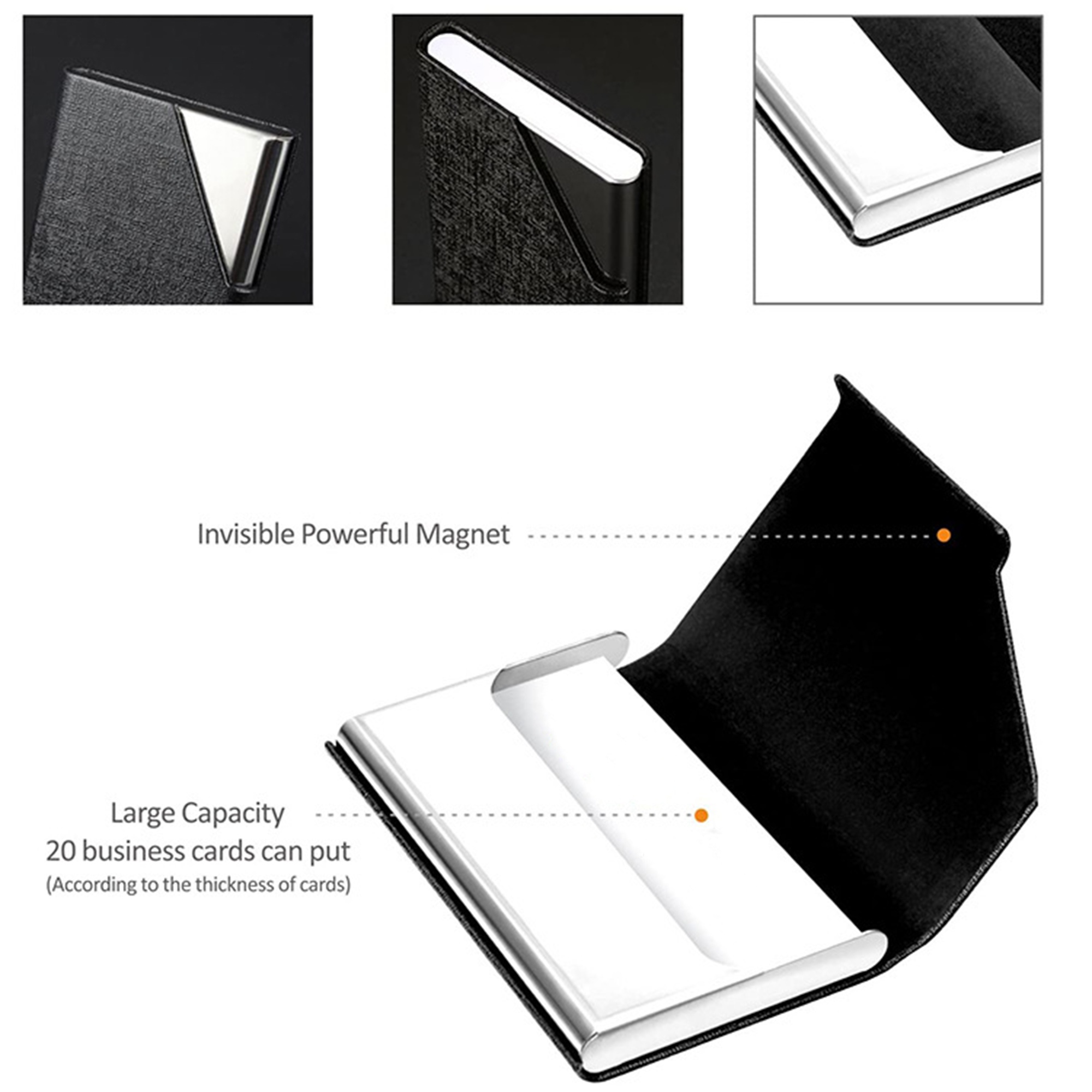 Stainless Steel PU Leather Business Card Holder 4