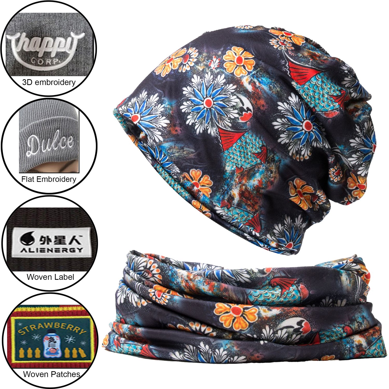 Sublimation beanie with matching neck scarf 2