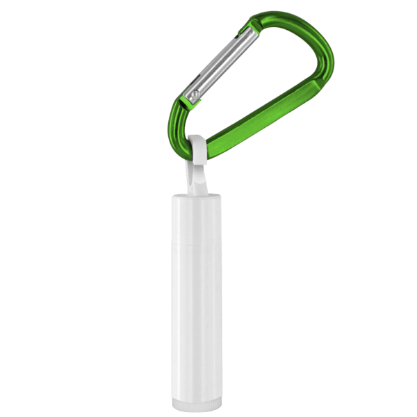 SPF 15 Lip Balm in White Tube with Hook Cap and Carabiner 6