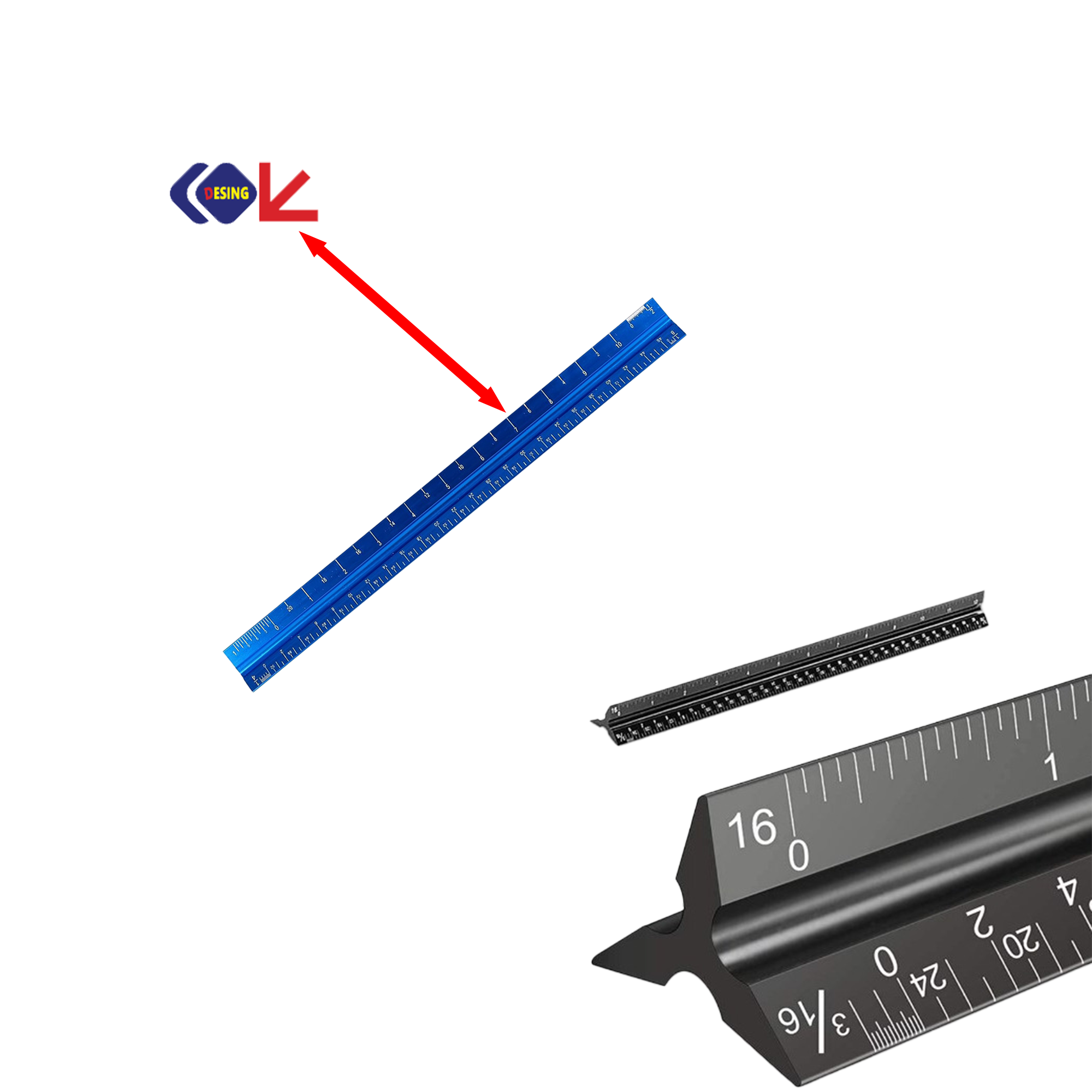 Three-edged Aluminum Alloy Steel Ruler 2