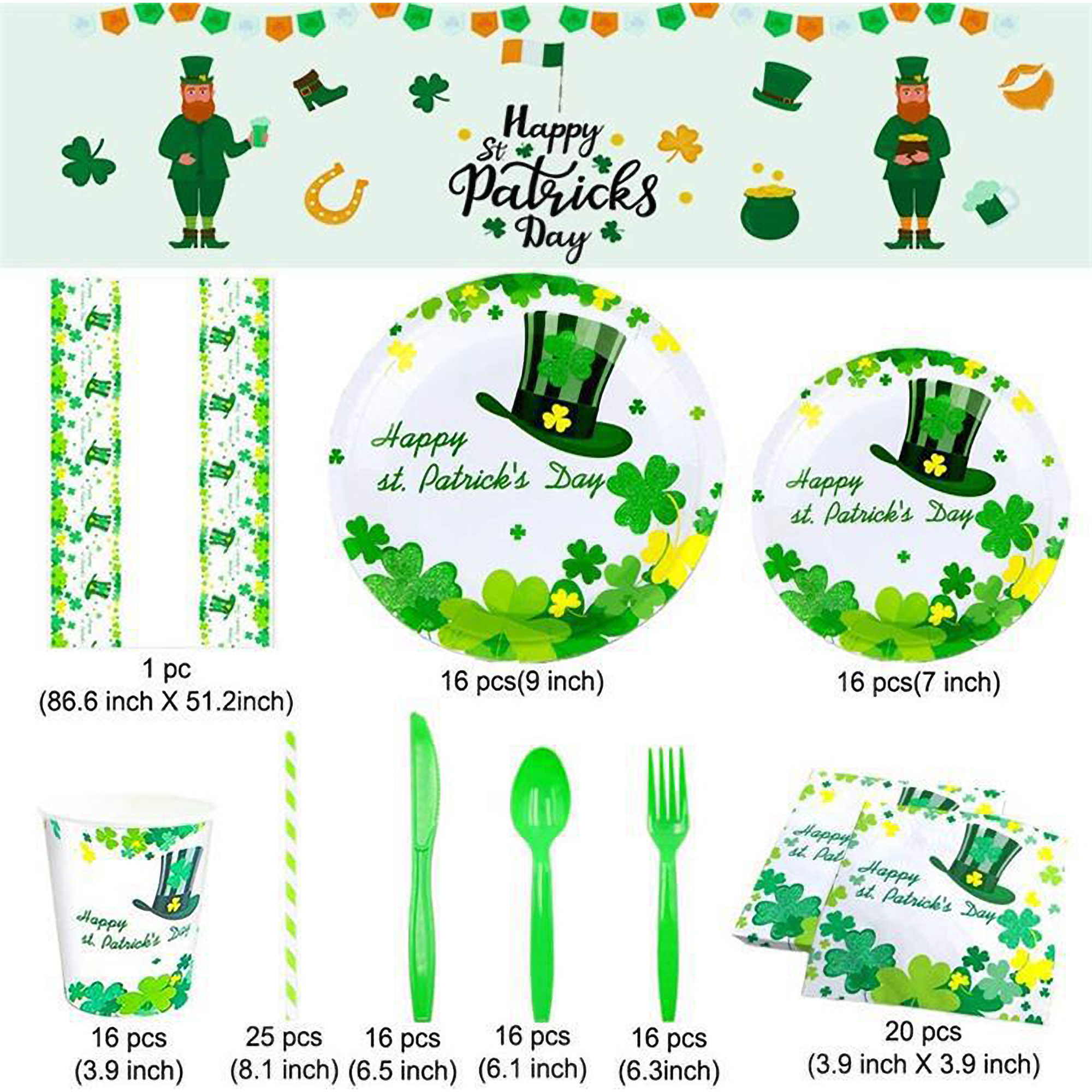 Customizable St. Patrick9-Piece Tableware Set Party Supplies 1