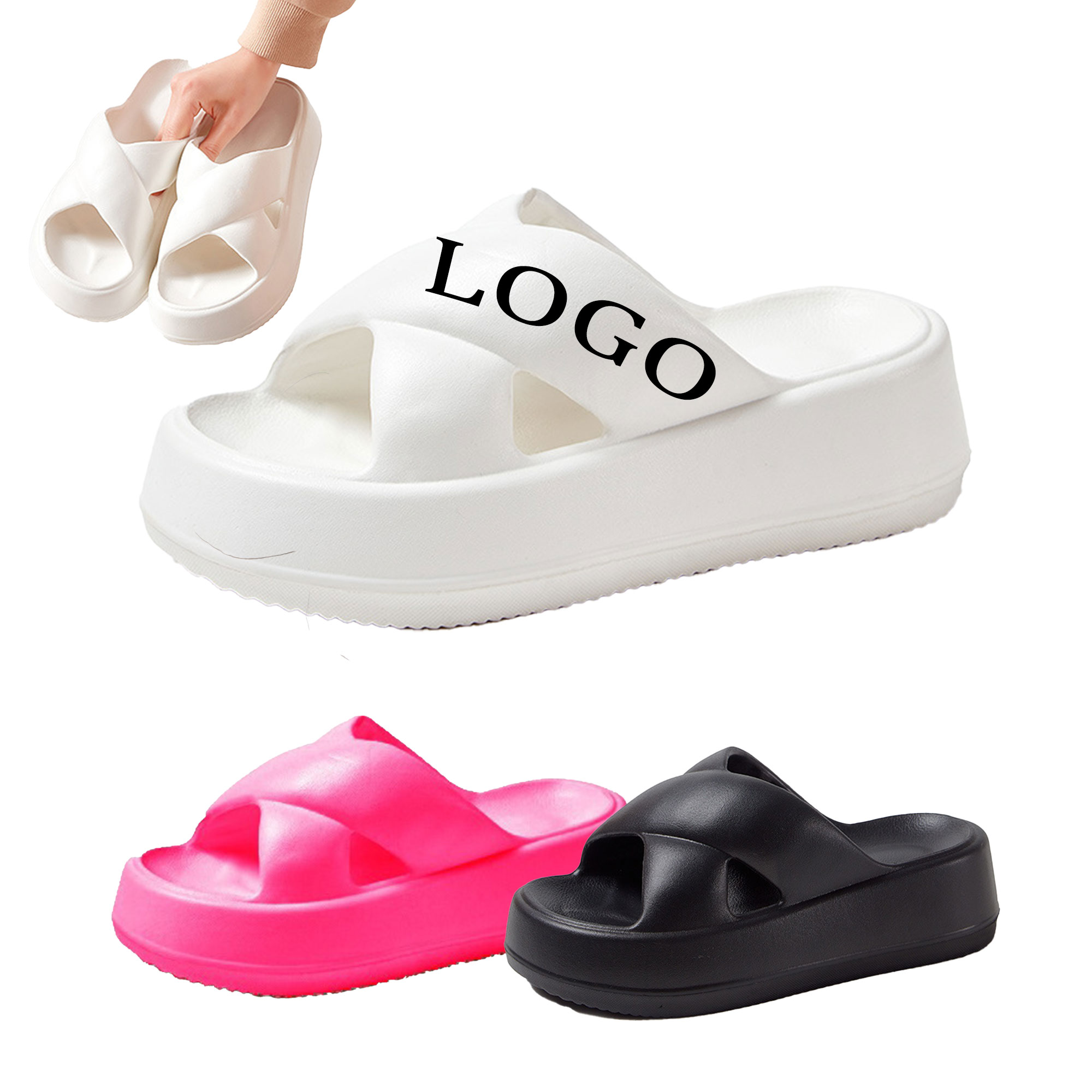 MOQ 50 Thick-Soled Summer Slippers 9"L-10"L (US size 5-8.5) 2