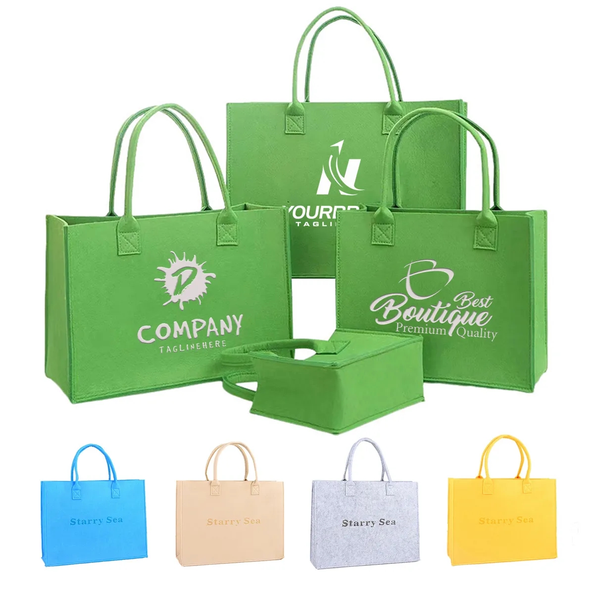 Custom Reusable Durable Large Felt Tote Shopping Bag 1