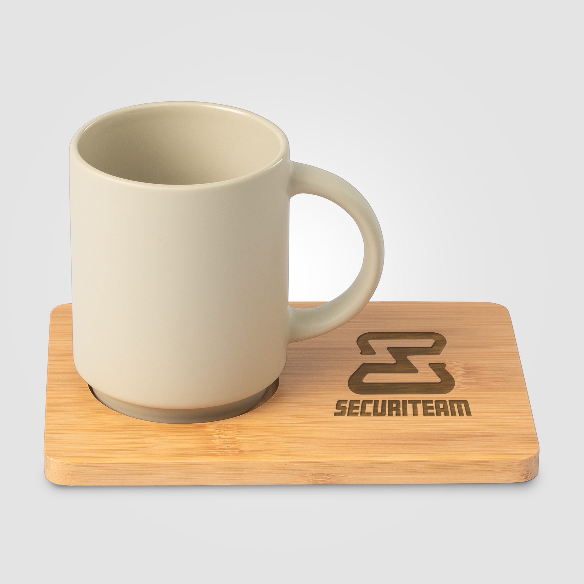 Café Duo - 11 oz. Ceramic Mug & Bamboo Board Set 5