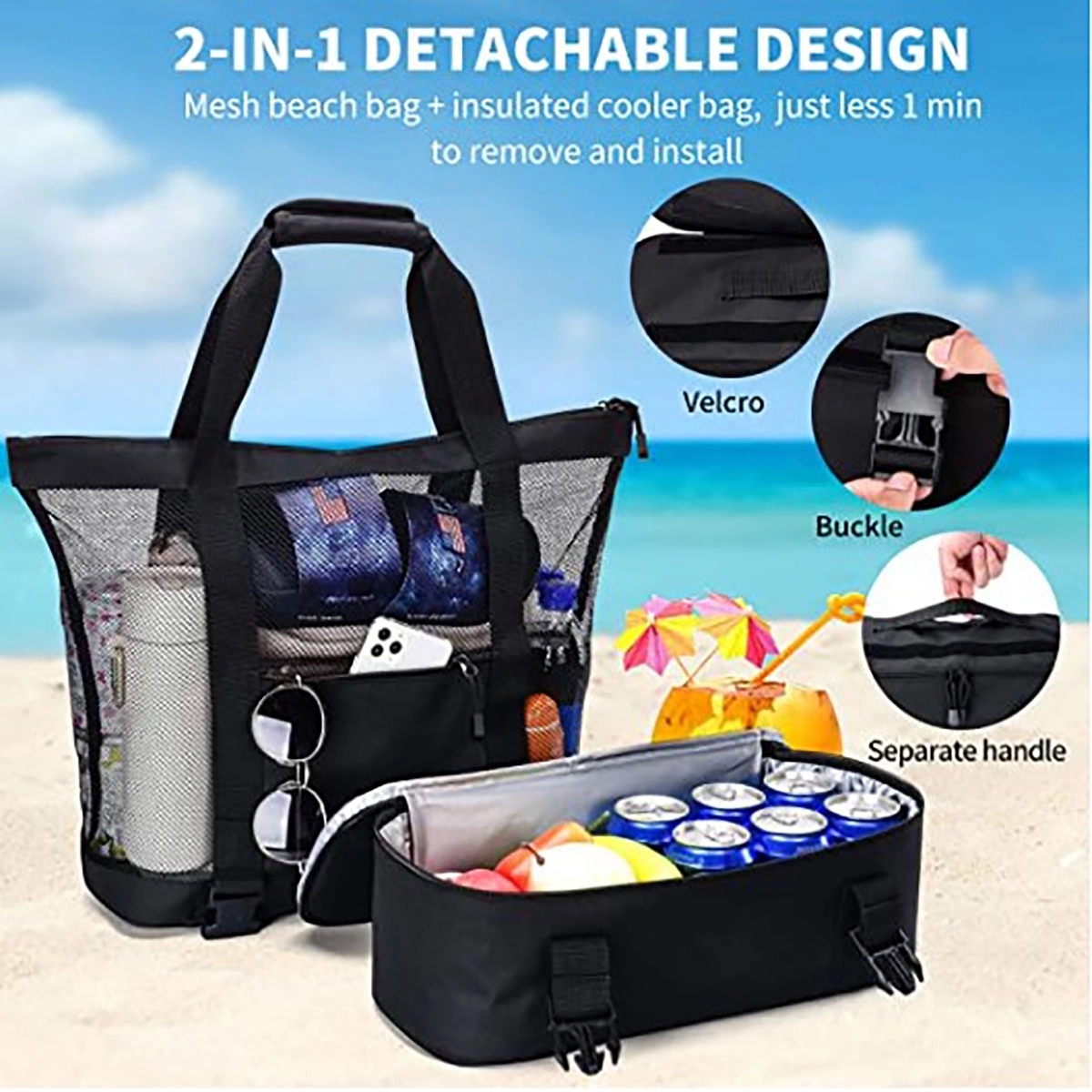 Mesh Beach Bag With Insulated Cooler 4