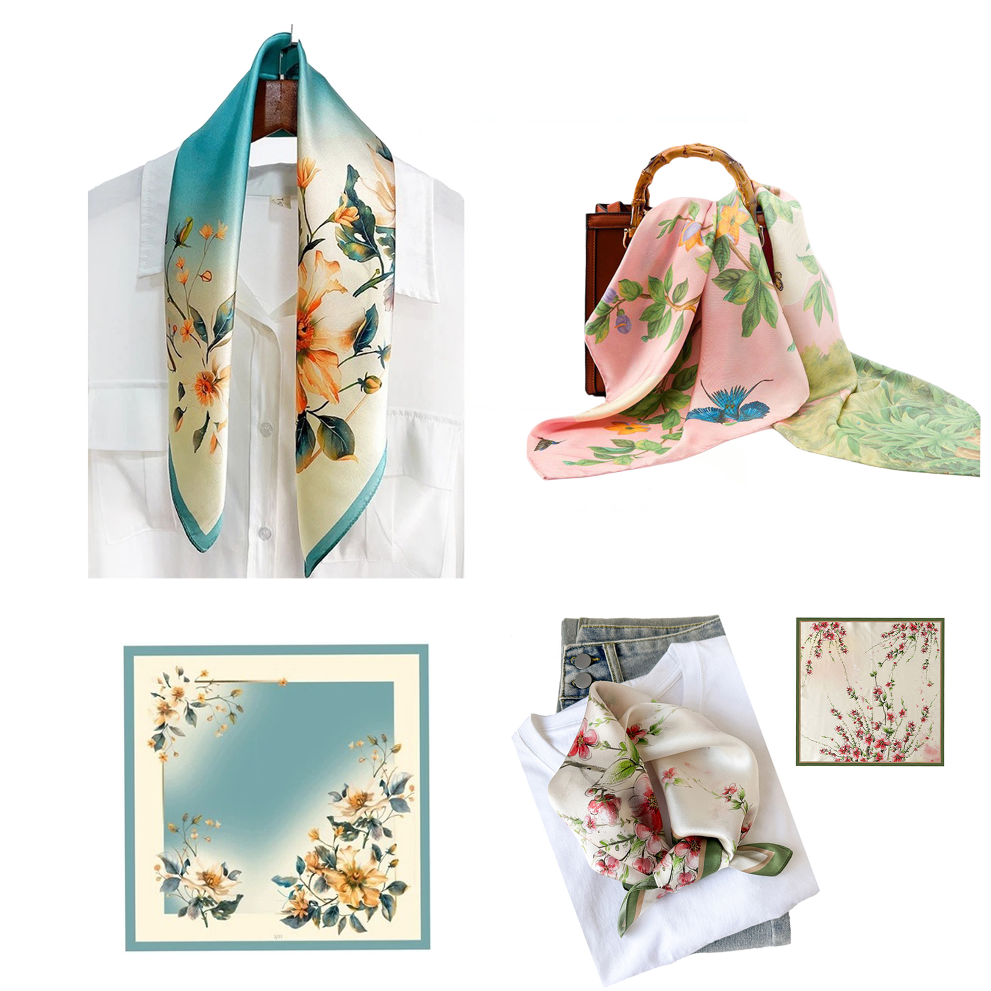Pure Mulberry Silk Bandana 100% Silk Scarf 1