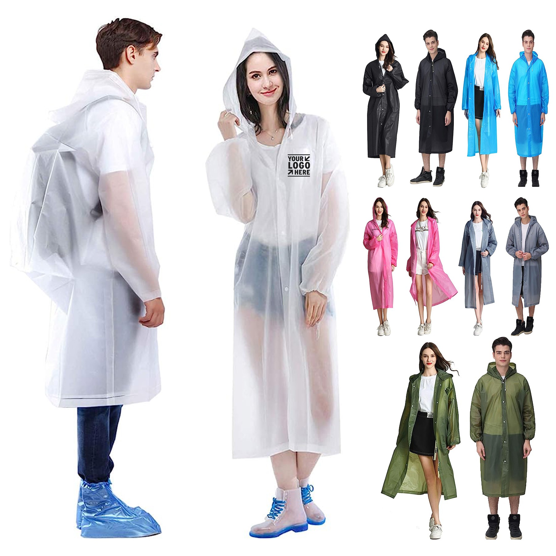 Portable EVA Rain Coats Reusable Rain Poncho 4