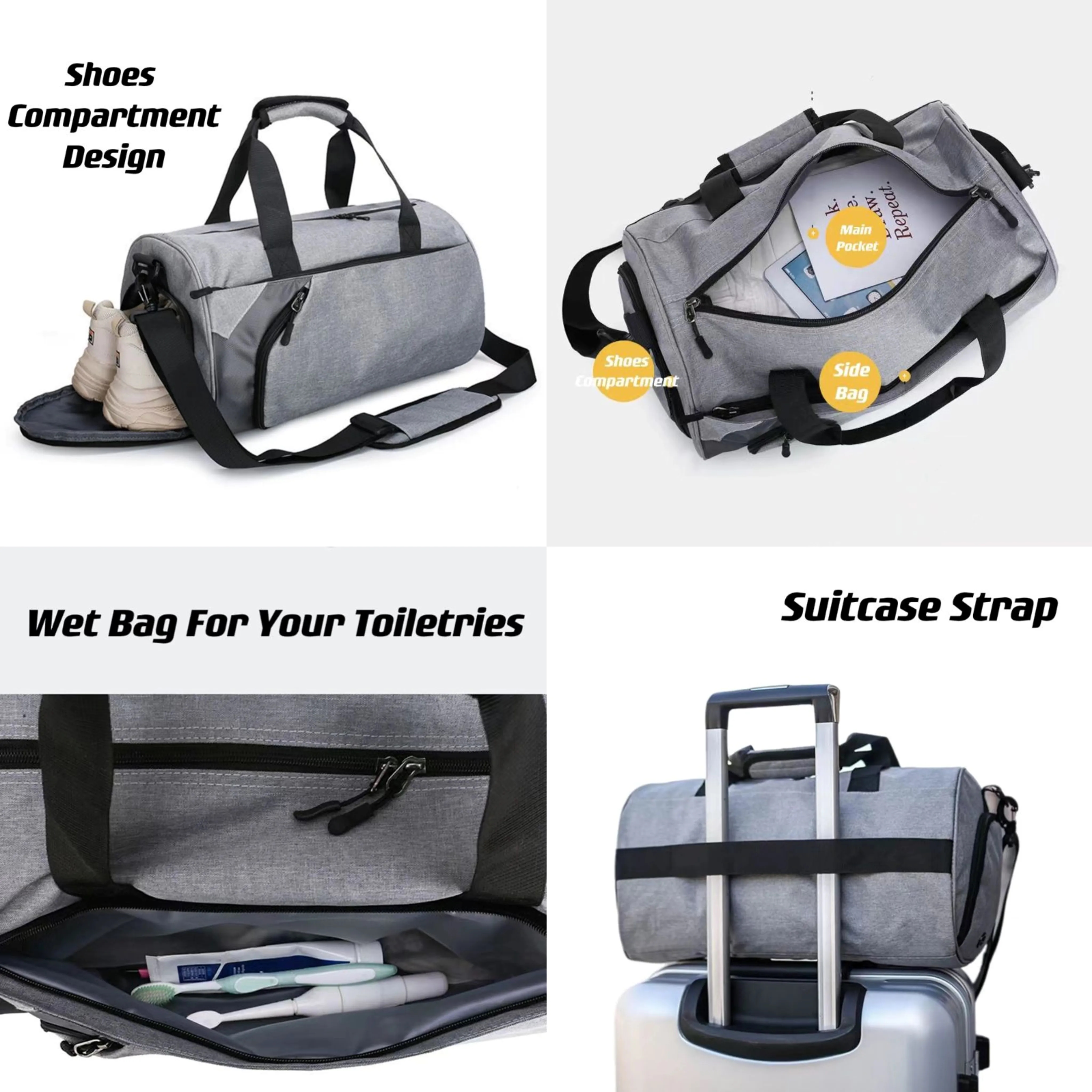 Sports Gym Bag With Wet Pocket & Shoes Compartment For Men 4