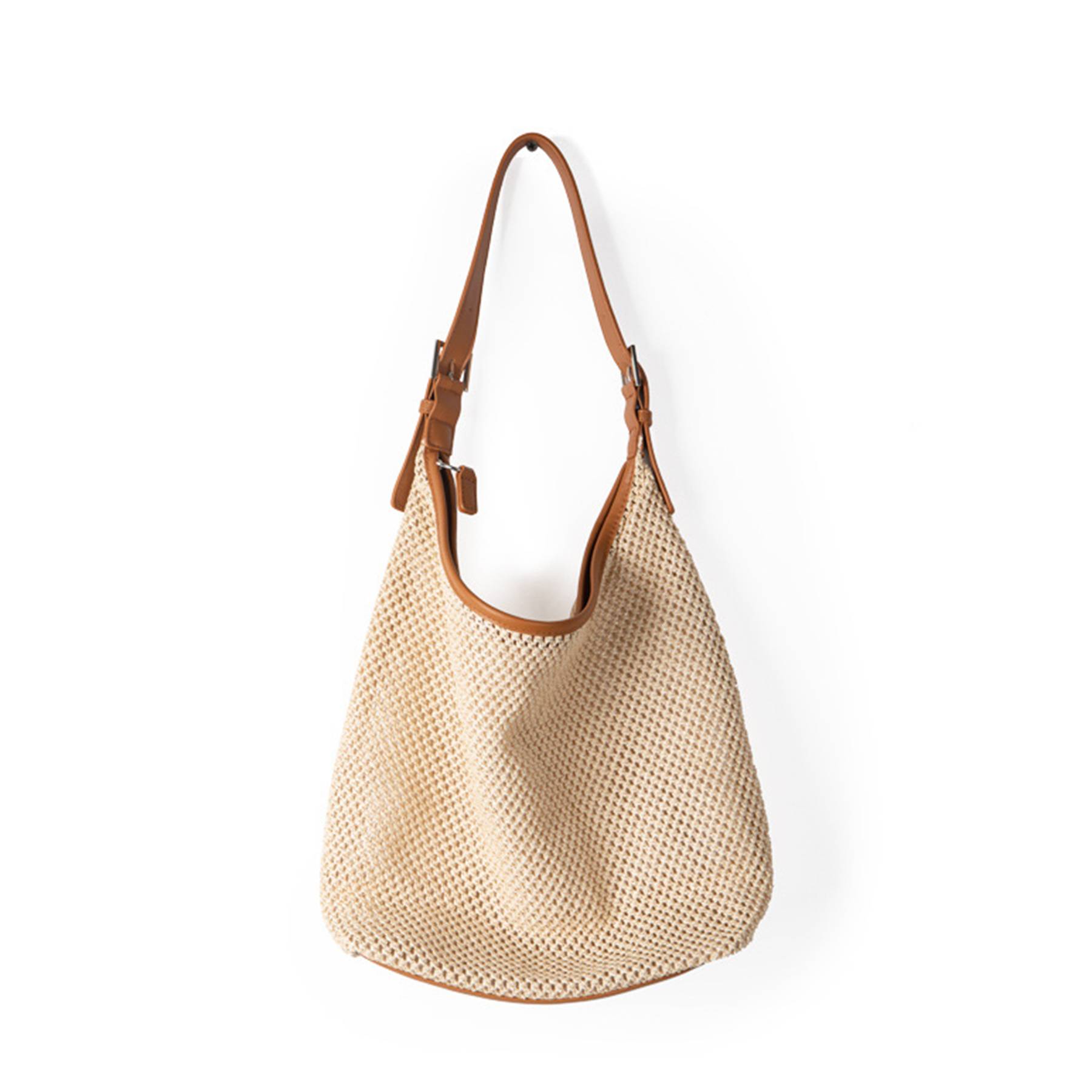Straw summer large capacity shoulder tote bag, custom tote bag with logo imprint 1