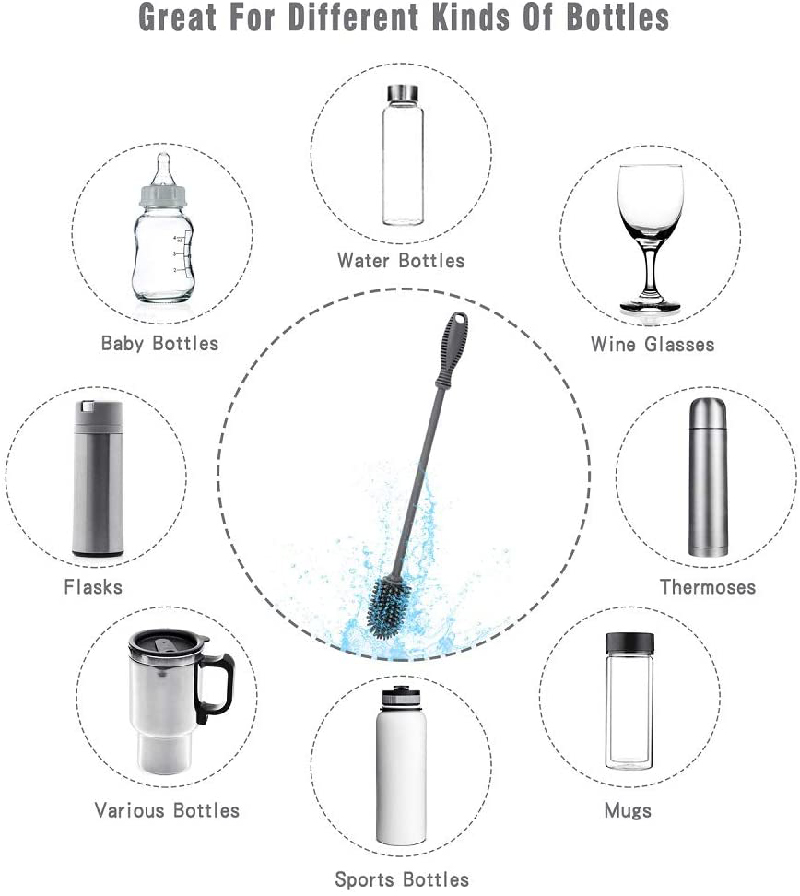 12'' Silicone Bottle Cleaning Brush with Long Handle 5