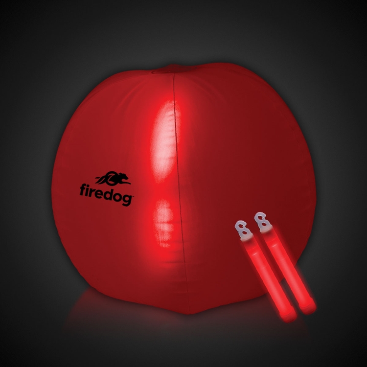Translucent Red 24" Inflatable Beach Ball with Glow Stick
