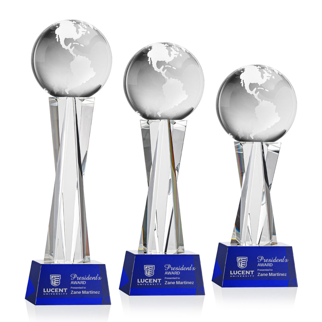 Globe Award on Grafton Base - Blue 4