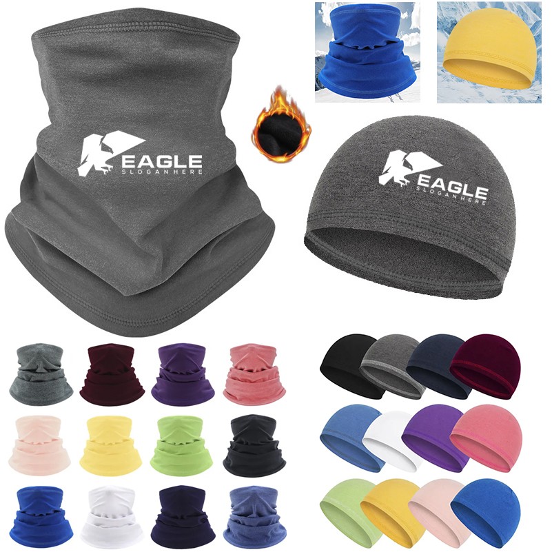 Polar Fleece Hat Windproof Neck Warmer Gaiter Set 2