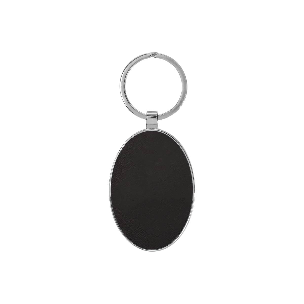 Black & Gold Leatherette/Metal Oval Keychain 2