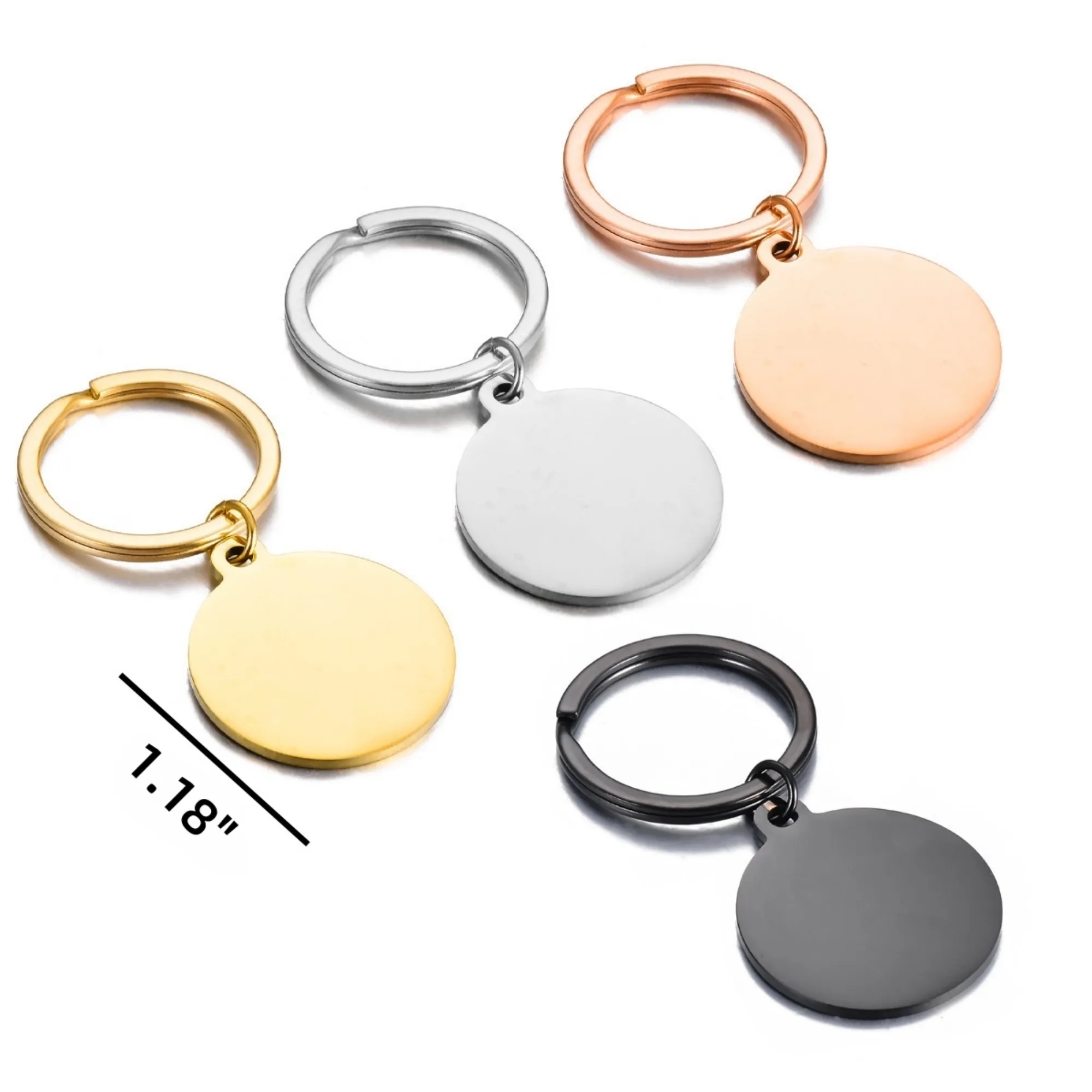 Stainless Steel Round Metal Tag Key Chains 5