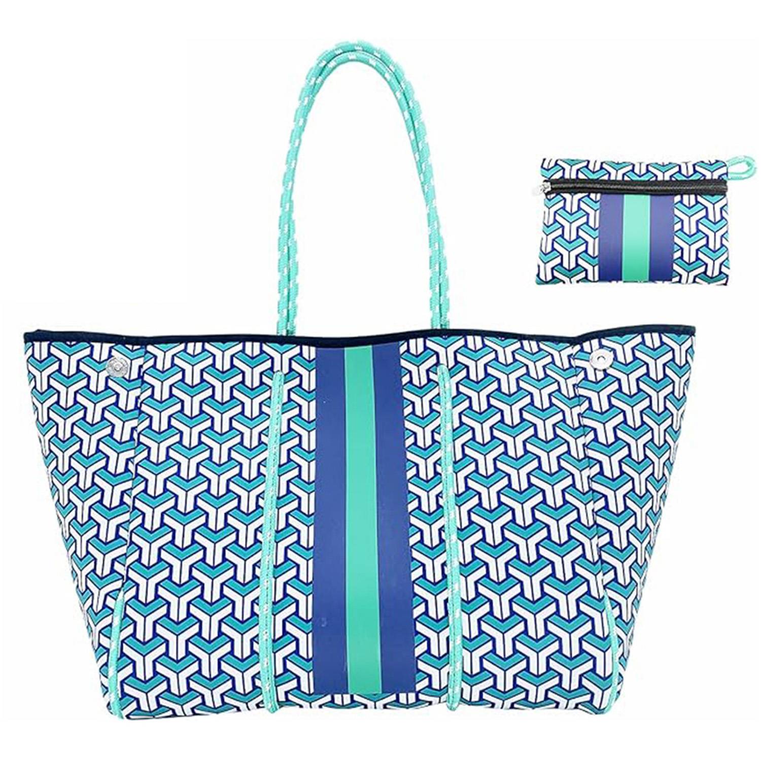 Women's Neoprene Tote Bag w/ Pocket for Beach Travel 8