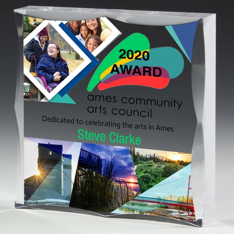 Scalloped Acrylic Paperweight Awards - 4" x 4" x 3/4"- 2400P (4Color Process)