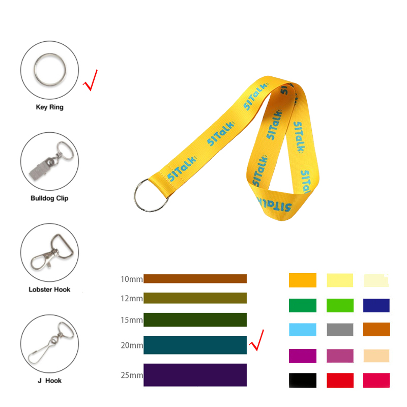 3/4" Wide Polyester Lanyard W/ Metal Key Ring 1