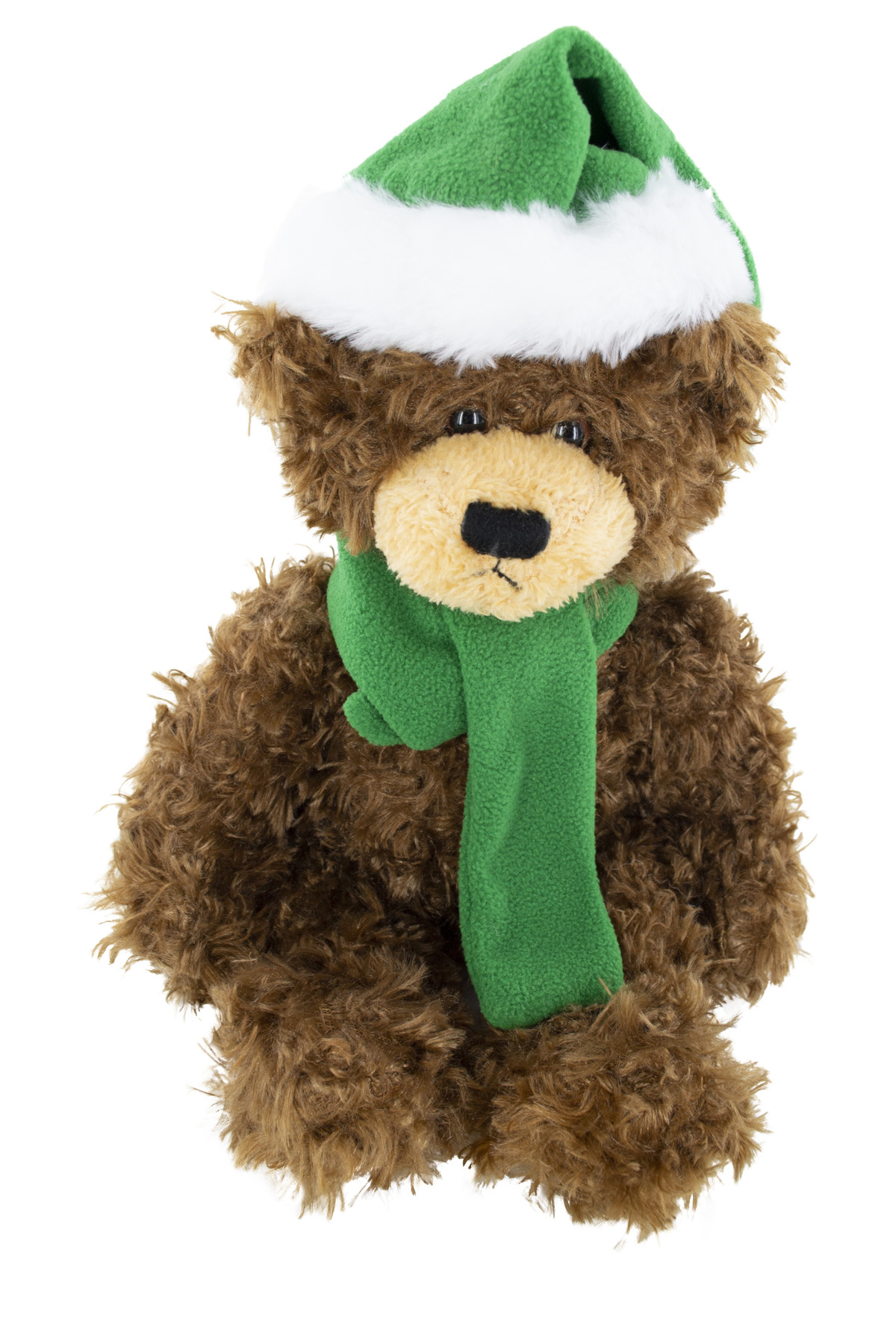 soft plush  Chocolate Brandon Bear with Christmas scarf &hat