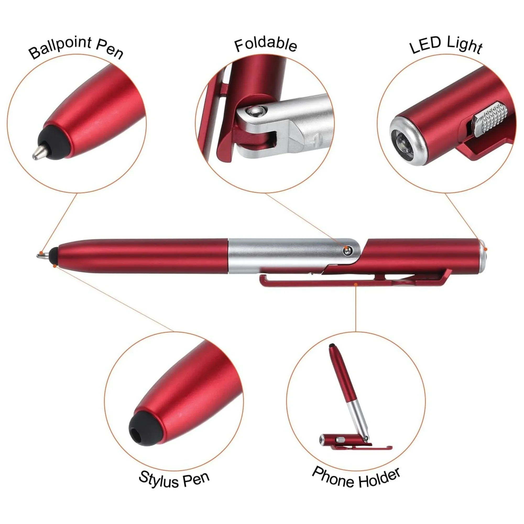 4-in-1 Multi-Function Tech Pen - Stylus, Ballpoint, Flashlig 10