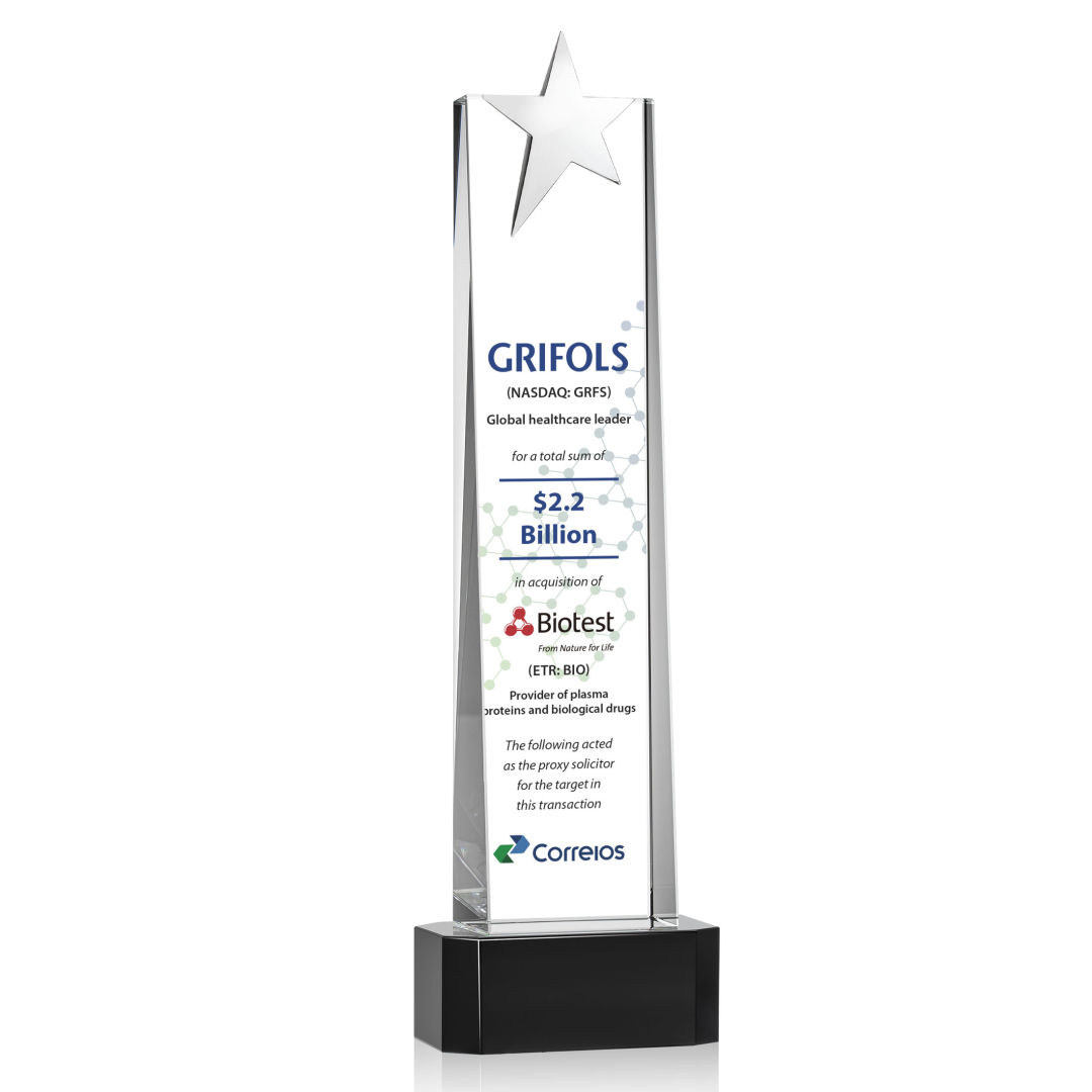 Fanshaw Silver Star VividPrint™ Award On Base - Black 4