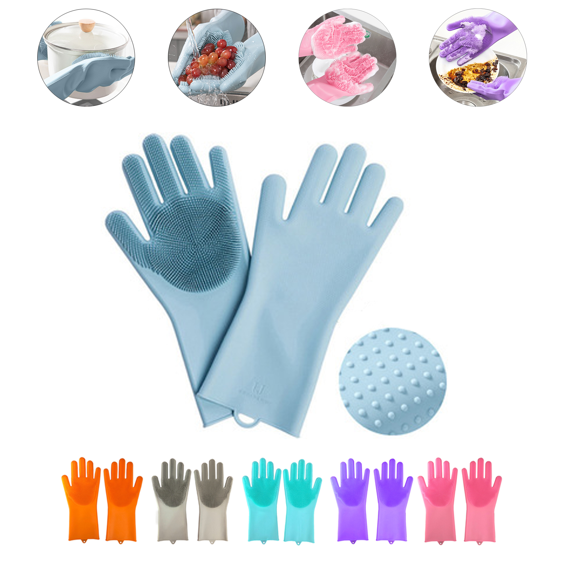 Multi-function Silicone Washing Gloves 2