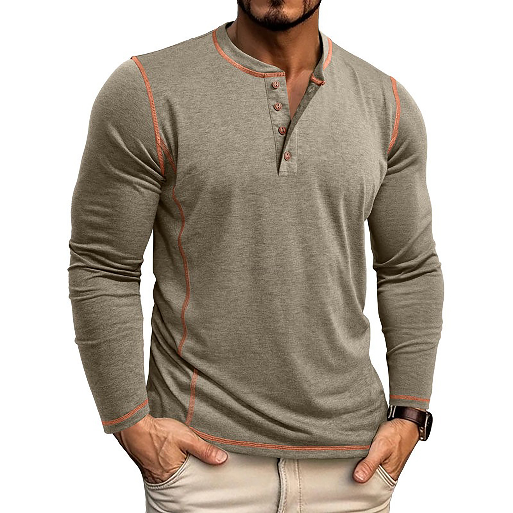 Men's Henley Shirt Long Sleeve 6