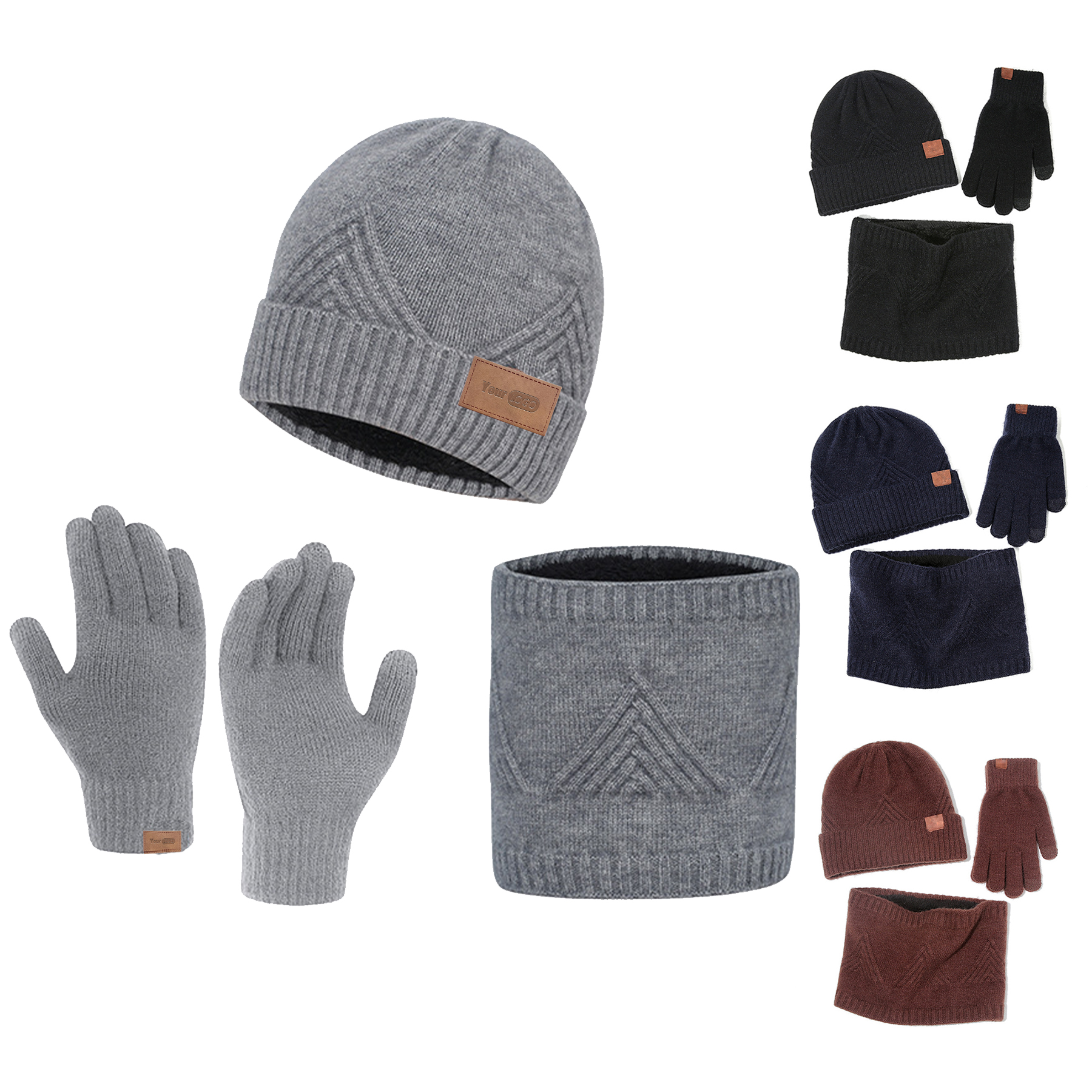 Winter Hat Scarf Gloves for Men Women 2