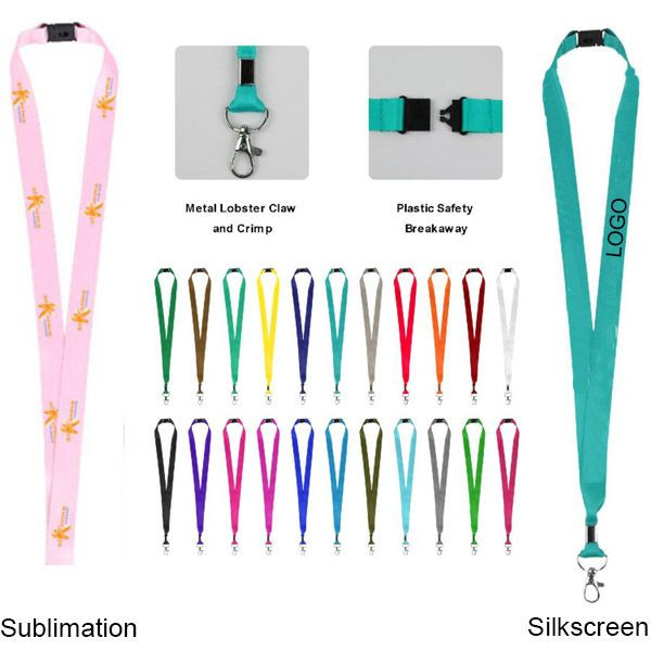 3/4" Metal Lobster Claw Lanyard W/ Safety Breakaway (Sublimation) 1