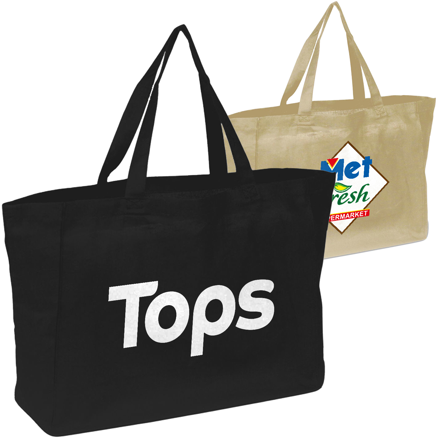 100% Cotton Canvas Sheeting Travel Tote W/ Matching Handles USA Decorated (13" x 13") 1