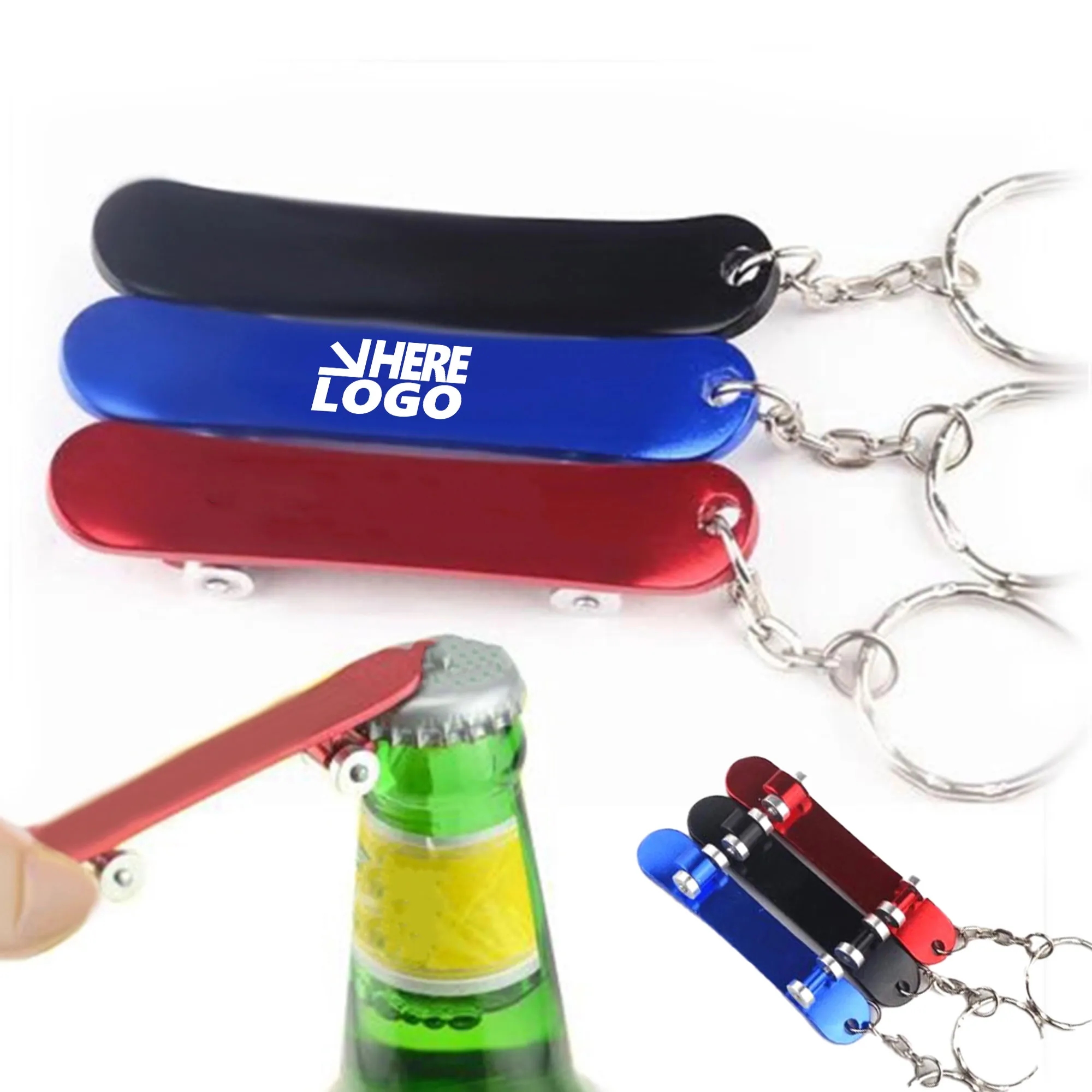MOQ 20 Skateboard Shape Bottle Opener Key Chain